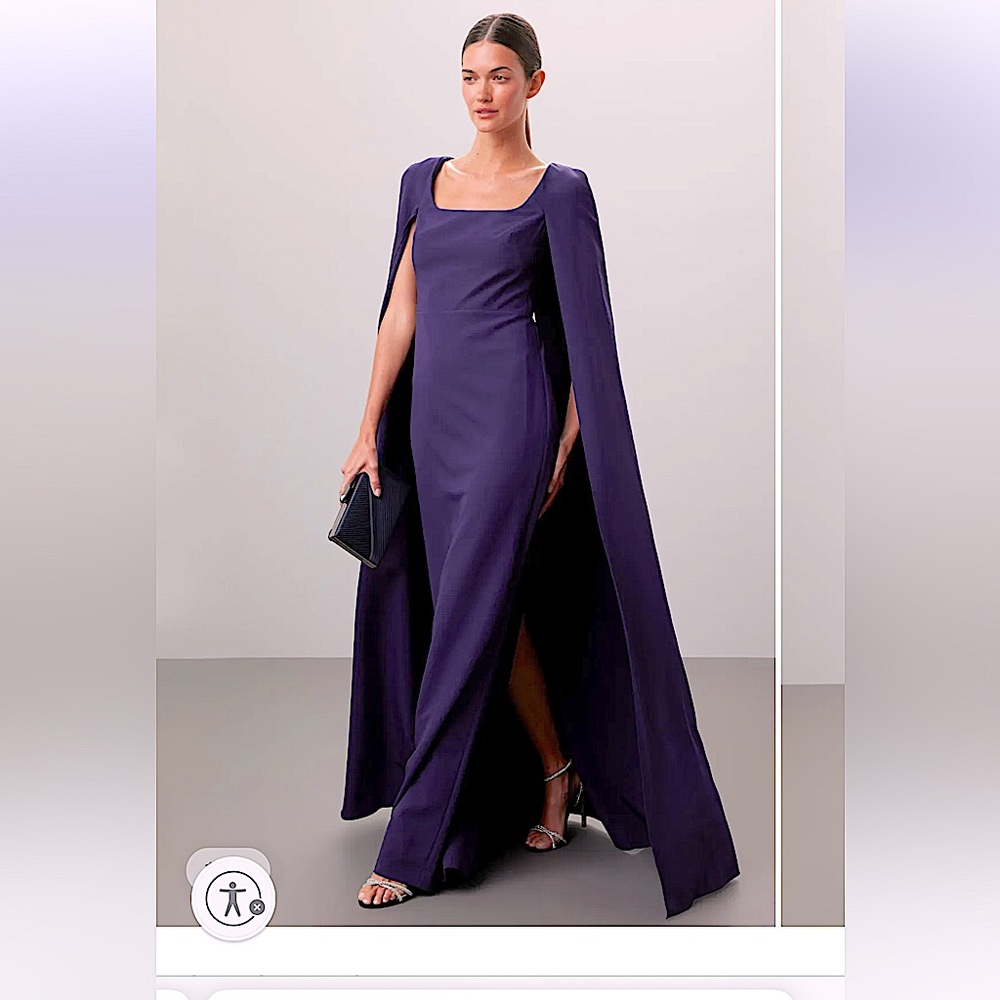 Marchesa Notte Cape Column Gown sz 8